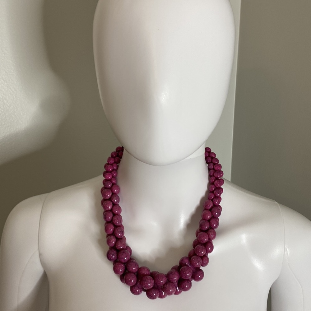 Purple Marbled Bauble Necklace and Earrings Set
